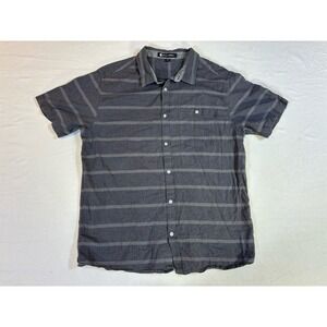 Billabong Shirt XL Gray Striped Short Sleeve Button Down Performance Cotton